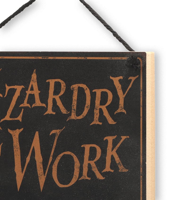 Open Road Brands Harry Potter Double Sided Hanging Wood Wall Decor - Wizards Welcome, Muggles Tolerated and Wizardry at Work, No Muggles Allowed - Image 4